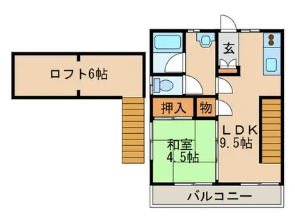 KMハイツ上大利(1LDK/2階)の間取り写真