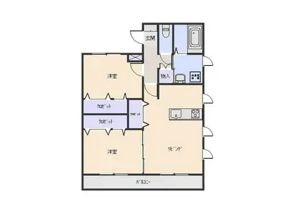 ＪＲ両毛線 国定駅 徒歩47分 2階建 築22年(2LDK/1階)の間取り写真