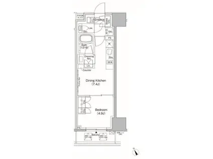 ザ・パークハビオ日本橋茅場町(1DK/8階)の間取り写真