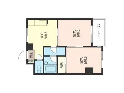 天王洲ハイツ(2DK/5階)の間取り写真