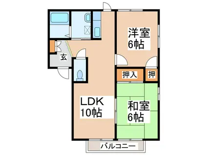 グランベール21(2LDK/1階)の間取り写真