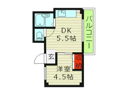 プレミール・タチバナ(1DK/4階)の間取り写真