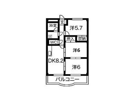 メゾンドサム(3DK/2階)の間取り写真