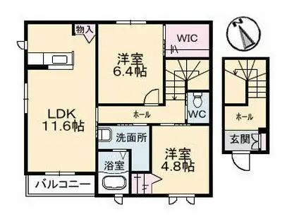 シャーメゾン彩(2LDK/2階)の間取り写真