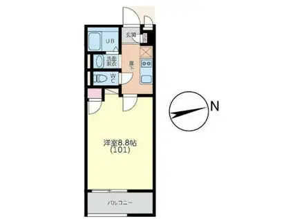 パレブランカ南鳩ヶ谷(1K/1階)の間取り写真