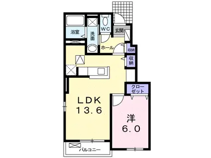 ラ・フォンテ(1LDK/1階)の間取り写真