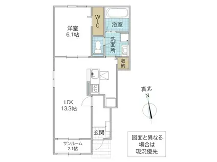 ヴィオラC(1LDK/1階)の間取り写真