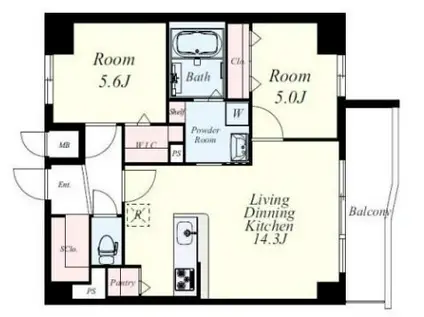 GOTOビルディング(2LDK/3階)の間取り写真