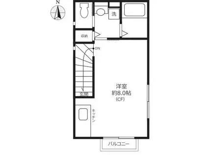 ミモザ立川(ワンルーム/2階)の間取り写真