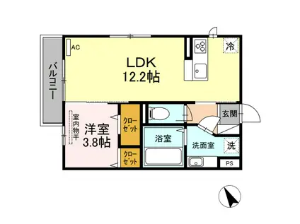 グランシャリオ須屋II(1LDK/2階)の間取り写真