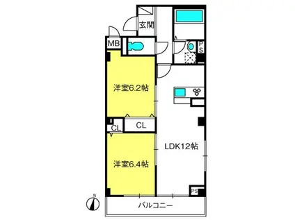 エクセレントヒルズ(2LDK/1階)の間取り写真
