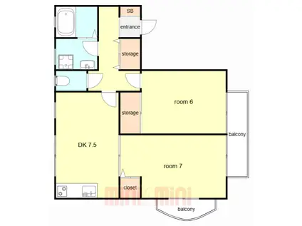 ピポットハイムA(2DK/1階)の間取り写真