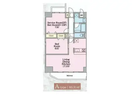 プレド・ラガール(2LDK/3階)の間取り写真