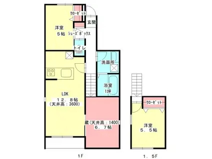 ル・グリ(2SLDK/1階)の間取り写真