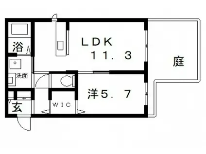 ヴィラージュ桃ヶ池(1LDK/1階)の間取り写真