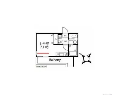 ハーミットクラブハウス大船MK(ワンルーム/1階)の間取り写真