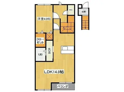 ブルーパレス(1LDK/2階)の間取り写真