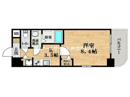 ふぁみゆ文の里(1K/3階)の間取り写真