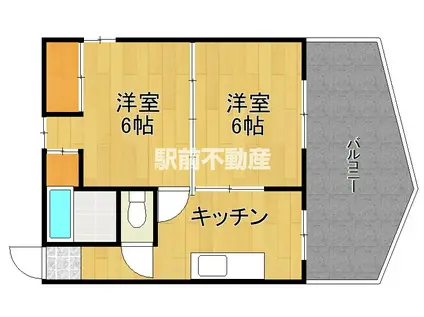 シャトー神野(2DK/2階)の間取り写真