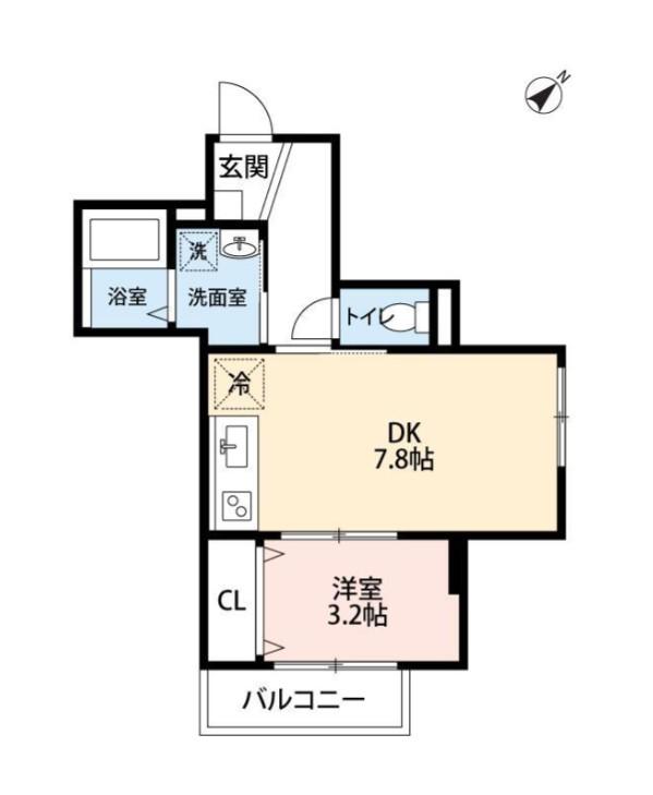 ファビュラス(1DK/2階)の間取り写真