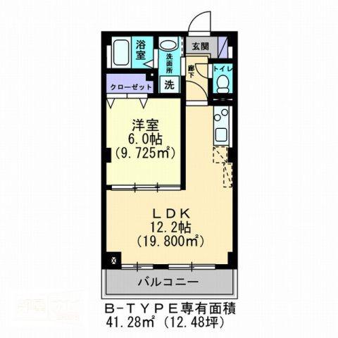 パークサイドヒルズ伏石(1LDK/1階)の間取り写真