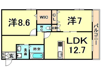 ベルフィールド(2LDK/2階)の間取り写真