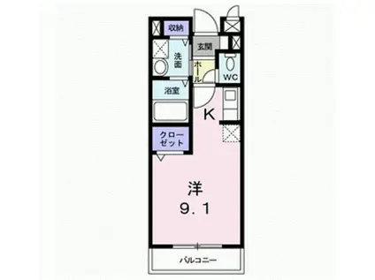 エクレール古結V(ワンルーム/2階)の間取り写真