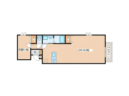 アスコット福田町(1LDK/1階)の間取り写真