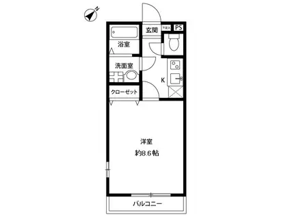 アムール トドリ(1K/1階)の間取り写真