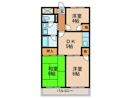 ラフォーレ赤塚(3DK/1階)の間取り写真