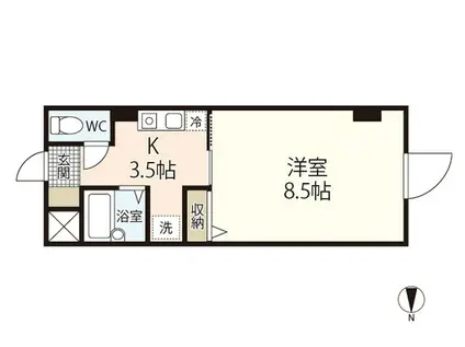 十日市レスト(1K/4階)の間取り写真