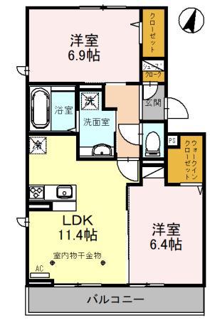 エクレール(2LDK/2階)の間取り写真