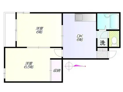 レジデンス二方(2DK/1階)の間取り写真