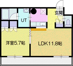 サンルート中島(1LDK/2階)の間取り写真
