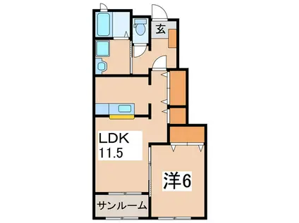 メゾン・メルヴェーユIII(1LDK/1階)の間取り写真