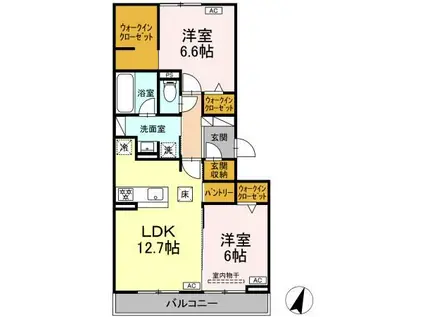 D-ROOM三島市加屋町PJ(2LDK/2階)の間取り写真