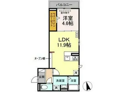 シリウス(1LDK/3階)の間取り写真