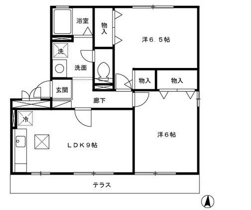 セジュール エレガンス(2DK/1階)の間取り写真