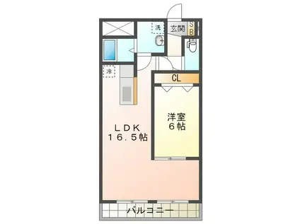 ベルメゾン・シロエ(1LDK/3階)の間取り写真