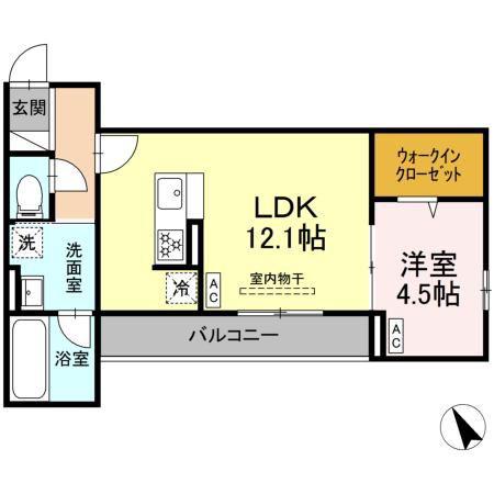 セステナリー西ノ内(1LDK/3階)の間取り写真