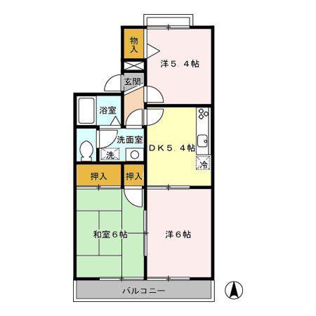 あずまじゅねす 2(3DK/2階)の間取り写真
