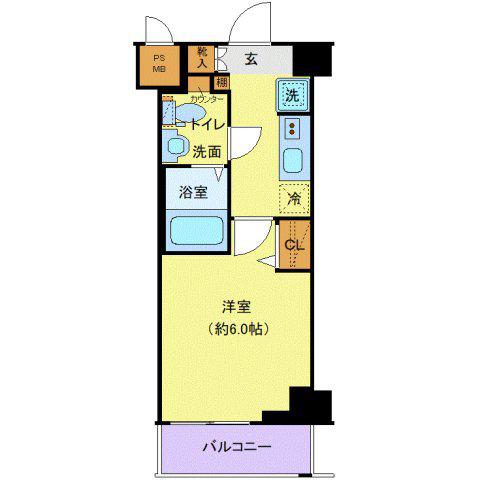 ディアレイシャス横浜サウスパレス(1K/6階)の間取り写真