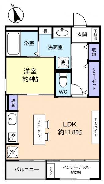 パークエステート I(1LDK/2階)の間取り写真