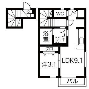 FOLUNA I・II(1LDK/2階)の間取り写真