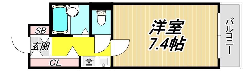 ハビタビリスII(1K/2階)の間取り写真
