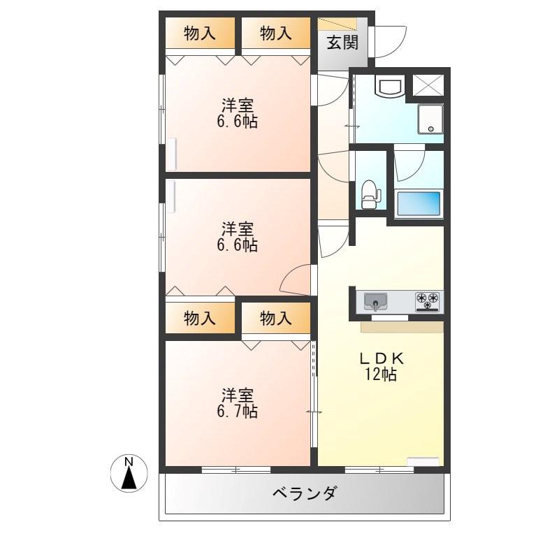 レジデンス松峰(3LDK/3階)の間取り写真