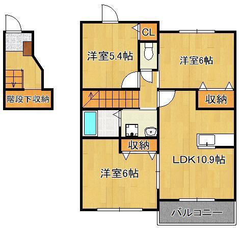 ヴァンティアン中の原D棟(3LDK/2階)の間取り写真