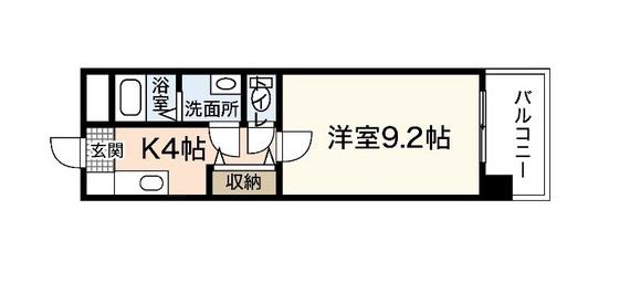 ウィンディア楽々園(1K/3階)の間取り写真