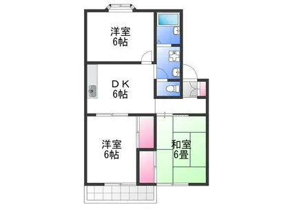 ハウスアメニティ(3DK/2階)の間取り写真