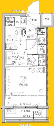 クレヴィスタ横濱関内(1K/2階)の間取り写真